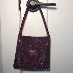 Alexia Crawford purple and red beaded purse